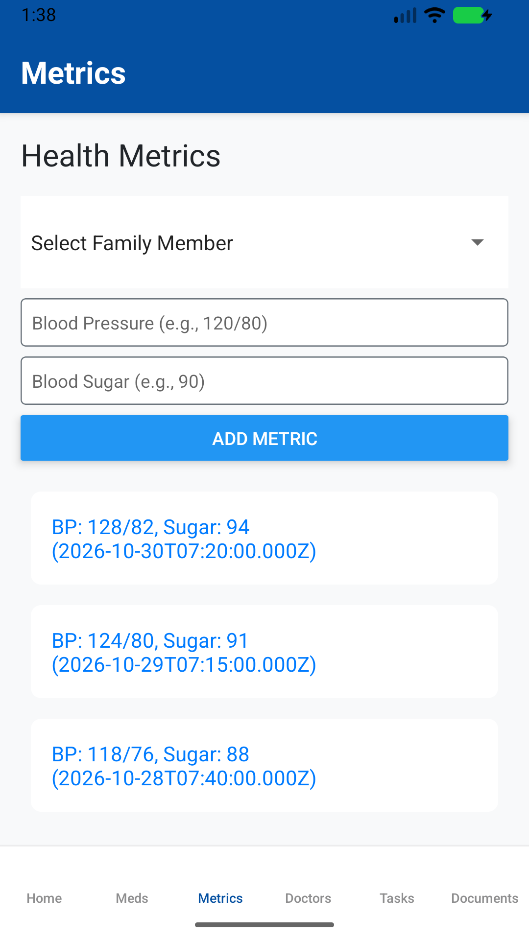 FamAid blood pressure and blood sugar screen